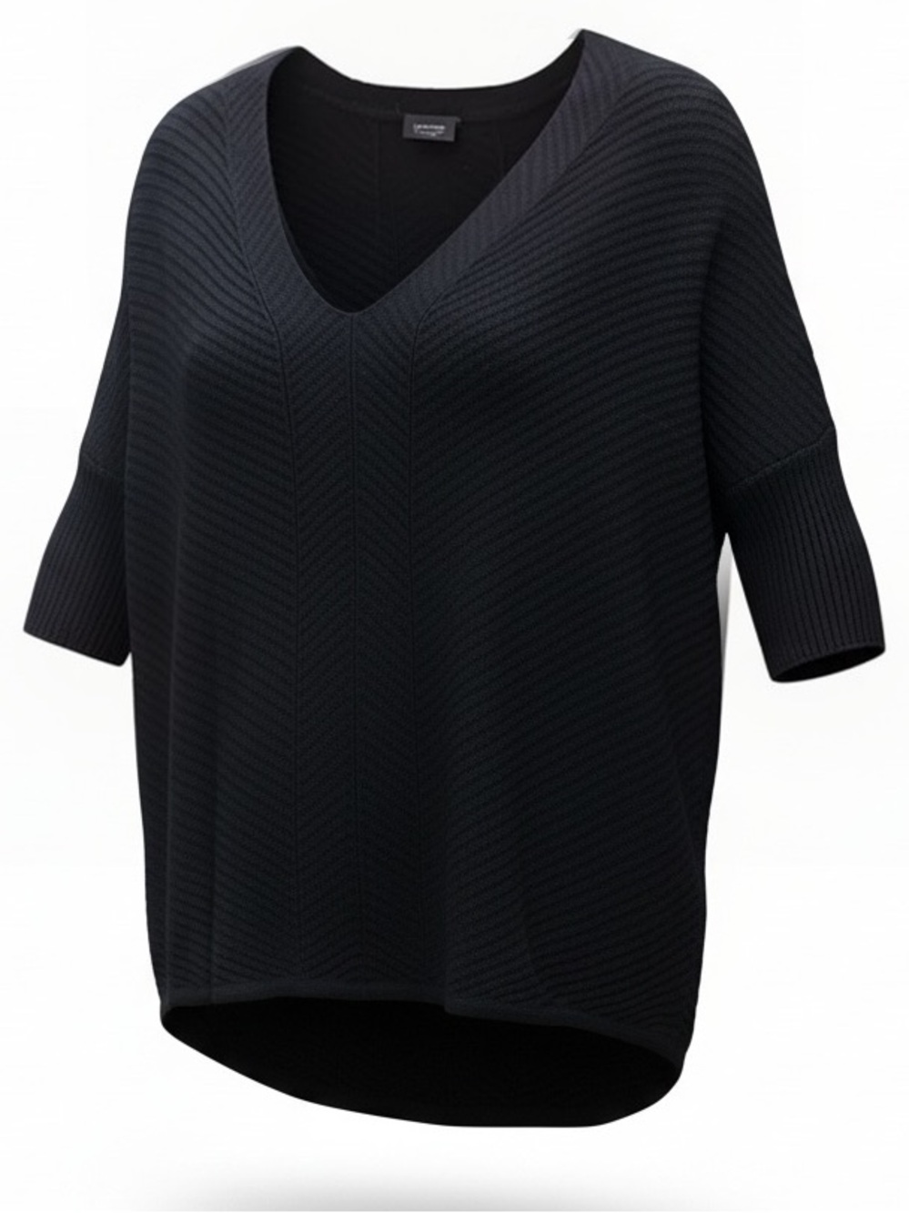 Express Black V-Neck Short Sleeve Knit Top